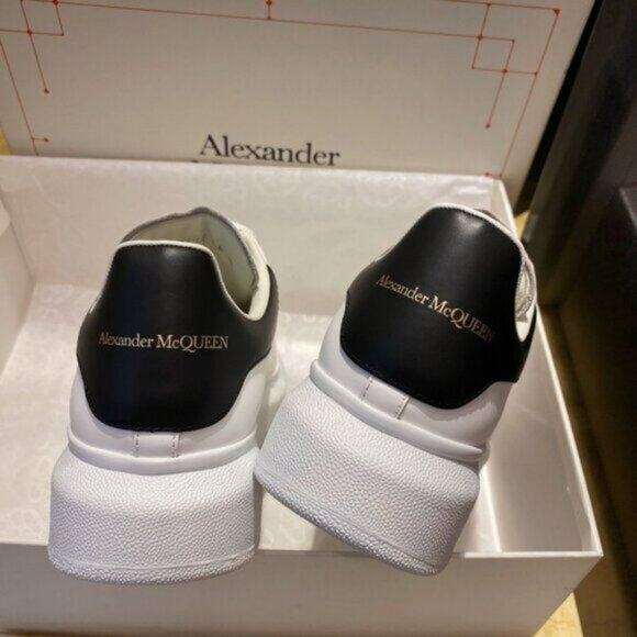 Alexander McQueen Black and White Leather Sneakers - Picture 6 of 9